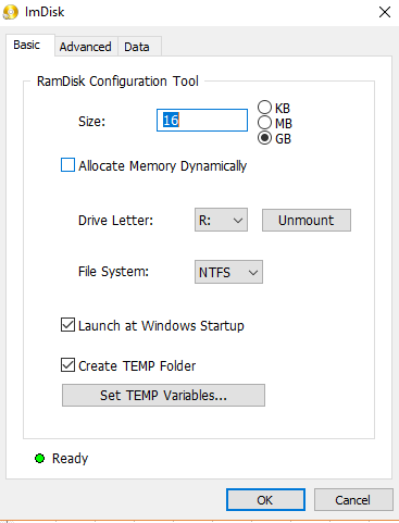 RAM Disk software Imdisk